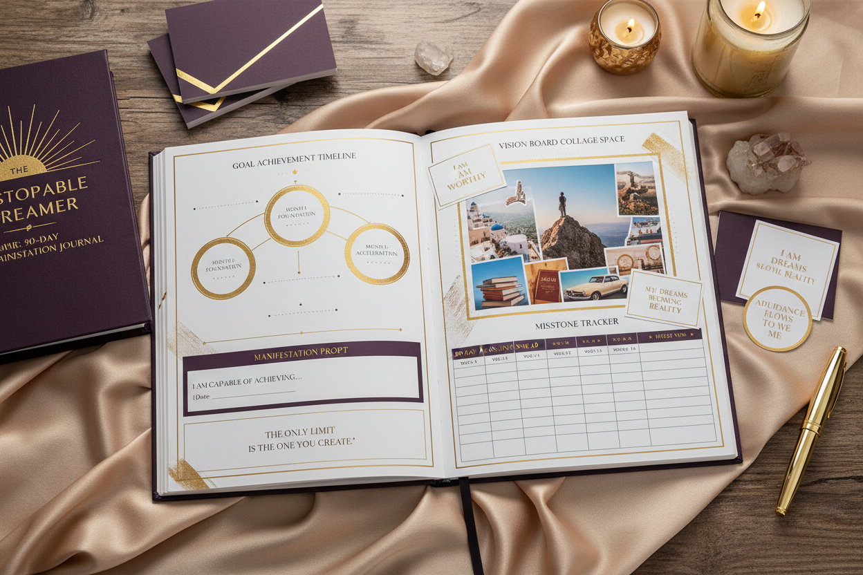 90-Day Goal Setting Workbook Manifestation and Vision Board Journal