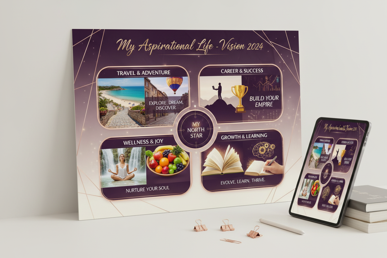Vision Board Printable Goal Setting and Manifestation Planner Template