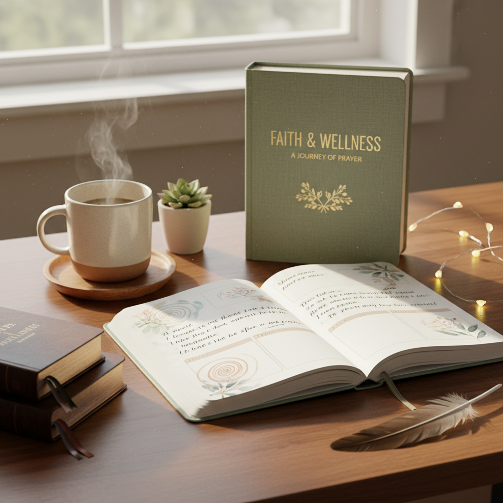Faith and wellness prayer journal for Christian healing journey