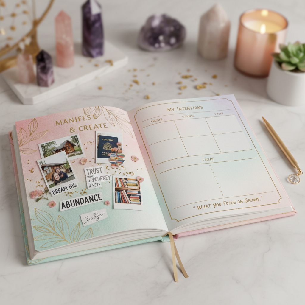 Manifestation and vision board journal for goal setting